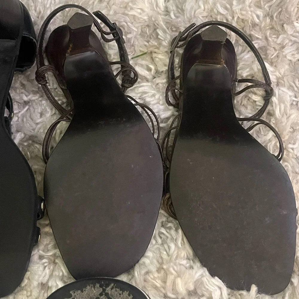 5 Pairs Women’s Size 7 Shoes Sandals Heels Bundle Dress Shoes Black‎ & Brown